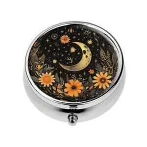 Cresent Moon & Sunflowers Pill Box